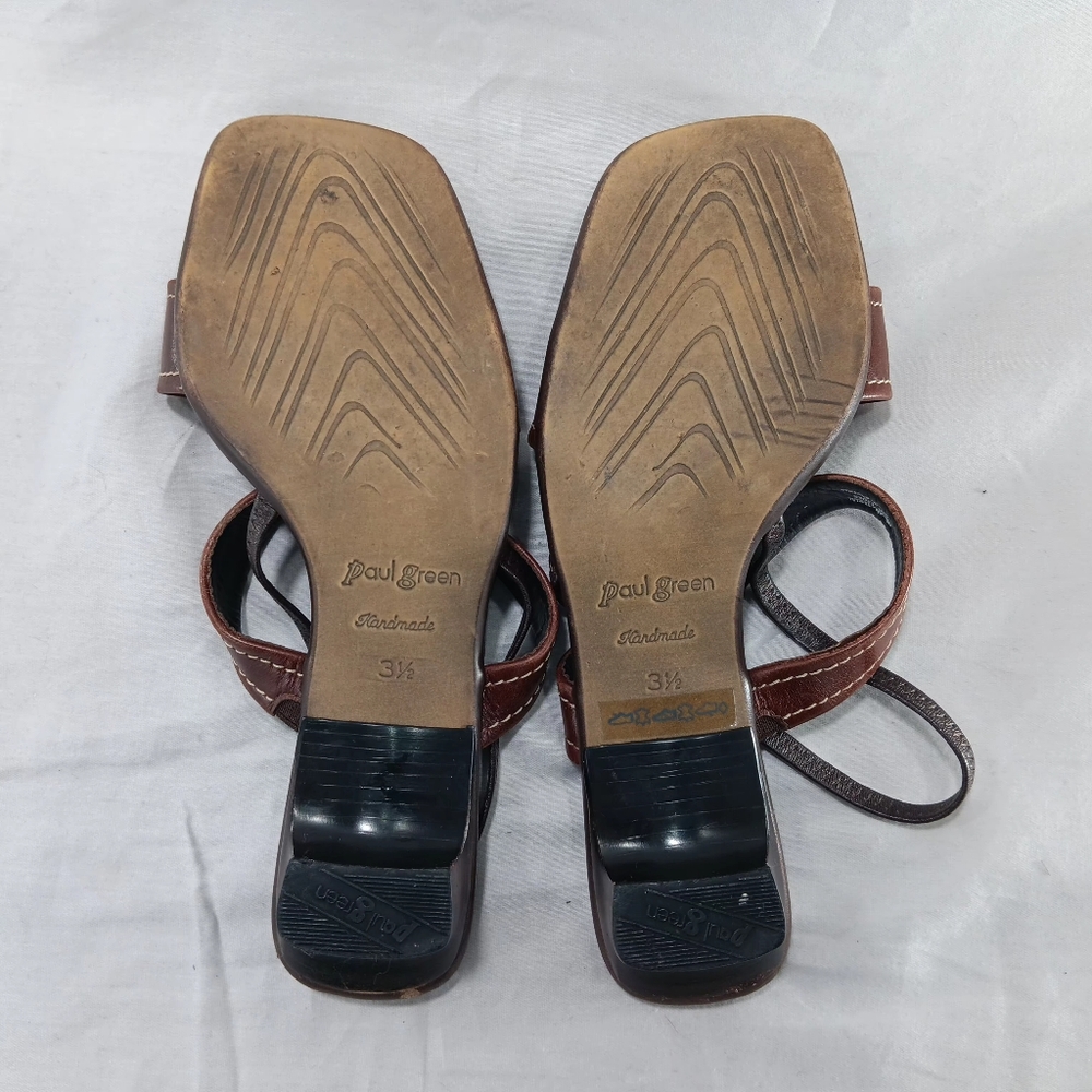 Vintage Paul Green Munchen Sandals Women Size 6 Brown Leather Classic Old Money - Picture 11 of 16